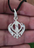 Sikh Khanda Pendant 925 Sterling Silver Chandi Handmade Black Dori Necklace SL13