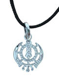 Sikh Khanda Pendant 925 Sterling Silver Chandi Handmade Black Dori Necklace SL14