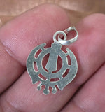 Sikh Khanda Pendant 925 Sterling Silver Chandi Handmade Black Dori Necklace SL14