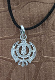 Sikh Khanda Pendant 925 Sterling Silver Chandi Handmade Black Dori Necklace SL14