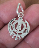 Sikh Khanda Pendant 925 Sterling Silver Chandi Handmade Black Dori Necklace SL14