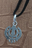 Sikh Khanda Pendant 925 Sterling Silver Chandi Handmade Black Dori Necklace SL14