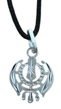 Sikh Khanda Pendant 925 Sterling Silver Chandi Handmade Black Dori Necklace SL15