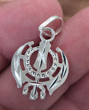 Sikh Khanda Pendant 925 Sterling Silver Chandi Handmade Black Dori Necklace SL15