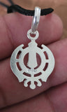 Sikh Khanda Pendant 925 Sterling Silver Chandi Handmade Black Dori Necklace SL16