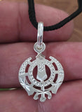 Sikh Khanda Pendant 925 Sterling Silver Chandi Handmade Black Dori Necklace SL16