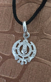 Sikh Khanda Pendant 925 Sterling Silver Chandi Handmade Black Dori Necklace SL16