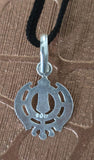 Sikh Khanda Pendant 925 Sterling Silver Chandi Handmade Black Dori Necklace SL16