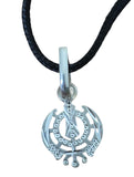 Sikh Khanda Pendant 925 Sterling Silver Chandi Handmade Black Dori Necklace SL17