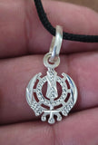 Sikh Khanda Pendant 925 Sterling Silver Chandi Handmade Black Dori Necklace SL17
