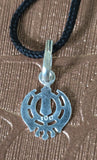 Sikh Khanda Pendant 925 Sterling Silver Chandi Handmade Black Dori Necklace SL17