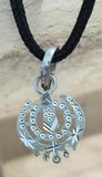 Sikh Khanda Pendant 925 Sterling Silver Chandi Handmade Black Dori Necklace SL18
