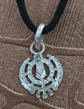 Sikh Khanda Pendant 925 Sterling Silver Chandi Handmade Black Dori Necklace SL18