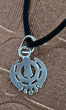 Sikh Khanda Pendant 925 Sterling Silver Chandi Handmade Black Dori Necklace SL18