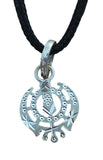 Sikh Khanda Pendant 925 Sterling Silver Chandi Handmade Black Dori Necklace SL18