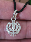 Sikh Khanda Pendant 925 Sterling Silver Chandi Handmade Black Dori Necklace SL18