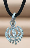 Sikh Khanda Pendant 925 Sterling Silver Chandi Handmade Black Dori Necklace SL18