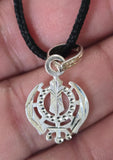 Sikh Khanda Pendant 925 Sterling Silver Chandi Handmade Black Dori Necklace SL19