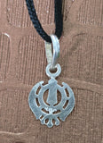 Sikh Khanda Pendant 925 Sterling Silver Chandi Handmade Black Dori Necklace SL19