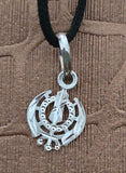 Sikh Khanda Pendant 925 Sterling Silver Chandi Handmade Black Dori Necklace SL19