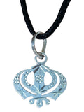 Sikh Khanda Pendant 925 Sterling Silver Chandi Handmade Black Dori Necklace SL20