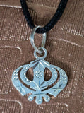 Sikh Khanda Pendant 925 Sterling Silver Chandi Handmade Black Dori Necklace SL20