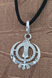 Sikh Khanda Pendant 925 Sterling Silver Chandi Handmade Black Dori Necklace SL22