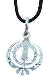 Sikh Khanda Pendant 925 Sterling Silver Chandi Handmade Black Dori Necklace SL23