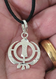 Sikh Khanda Pendant 925 Sterling Silver Chandi Handmade Black Dori Necklace SL23