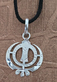 Sikh Khanda Pendant 925 Sterling Silver Chandi Handmade Black Dori Necklace SL23
