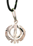 Sikh Khanda Pendant 925 Sterling Silver Chandi Handmade Black Dori Necklace SL24