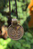 Antique Afghan Tribal Coin Pendant Necklace Black Dori thread Rare Handmade U81