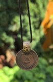 Antique Afghan Tribal Coin Pendant Necklace Black Dori thread Rare Handmade U81