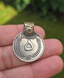 Antique Afghan Tribal Coin Pendant Necklace Black Dori thread Rare Handmade U81