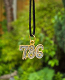 786 Islamic Taweez Pendant Black Dori Nazar Shield Necklace Gold Plated Glitter