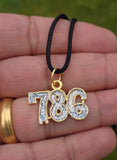 786 Islamic Taweez Pendant Black Dori Nazar Shield Necklace Gold Plated Glitter