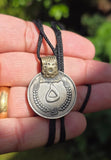 Antique Afghan Tribal Coin Pendant Necklace Black Dori thread Rare Handmade U81