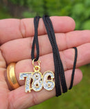 786 Islamic Taweez Pendant Black Dori Nazar Shield Necklace Gold Plated Glitter