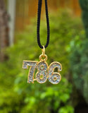 786 Islamic Taweez Pendant Black Dori Nazar Shield Necklace Gold Plated Glitter