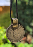 Rare Antique Afghan 5 Afghani Coin Pendant Necklace Handmade Tribal Evil Eye U82