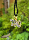 786 Islamic Taweez Pendant Black Dori Nazar Shield Necklace Gold Plated Glitter
