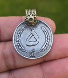 Rare Antique Afghan 5 Afghani Coin Pendant Necklace Handmade Tribal Evil Eye U82