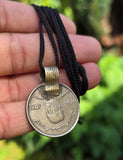 Rare Antique Afghan 5 Afghani Coin Pendant Necklace Handmade Tribal Evil Eye U82
