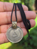 Rare Antique Afghan 5 Afghani Coin Pendant Necklace Handmade Tribal Evil Eye U82