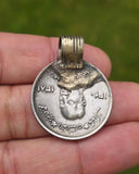 Rare Antique Afghan 5 Afghani Coin Pendant Necklace Handmade Tribal Evil Eye U83