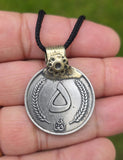 Rare Antique Afghan 5 Afghani Coin Pendant Necklace Handmade Tribal Evil Eye U83