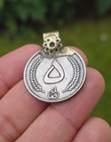 Rare Antique Afghan 5 Afghani Coin Pendant Necklace Handmade Tribal Evil Eye U83