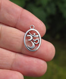 Small OM Oval Pendant Stainless Steel Hindu Nazar Shield Black Dori Necklace U92