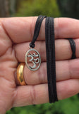 Small OM Oval Pendant Stainless Steel Hindu Nazar Shield Black Dori Necklace U92