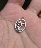 Small OM Oval Pendant Stainless Steel Hindu Nazar Shield Black Dori Necklace U92